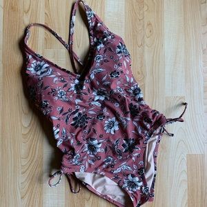 Kona Sol Mauve Flower One Piece Suit